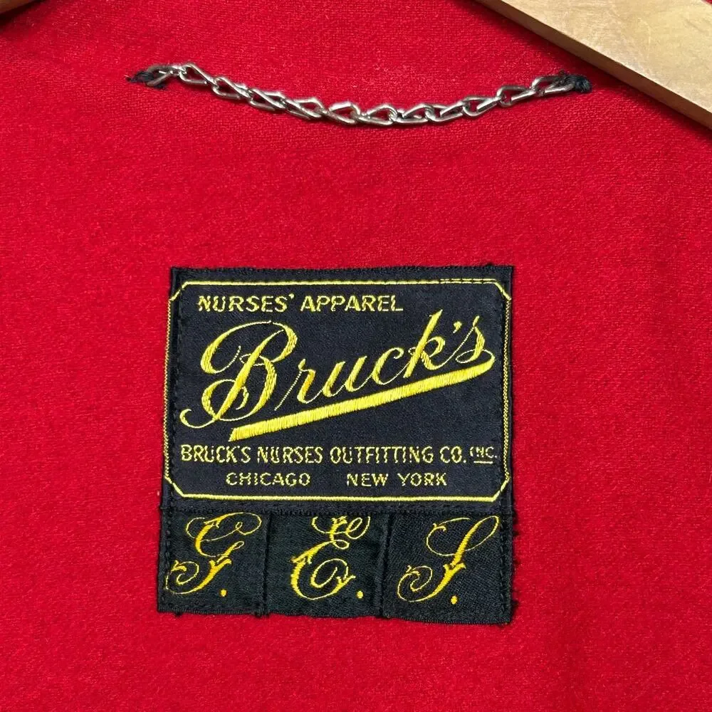VTG Bruck's Nurses Cape Navy Blue Wool WWII Era 1940's Nursing W.M.H. -Excellent